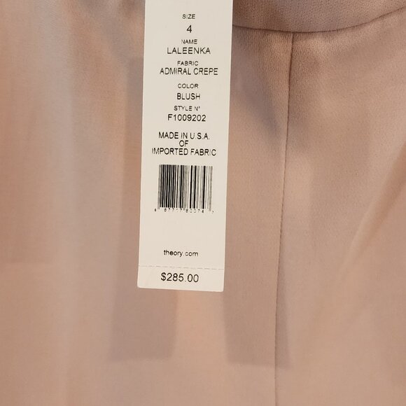 NWT Theory Women's Summer Suit Top size S (sep. size 4 bottoms) BLUSH Crepe - Picture 8 of 8
